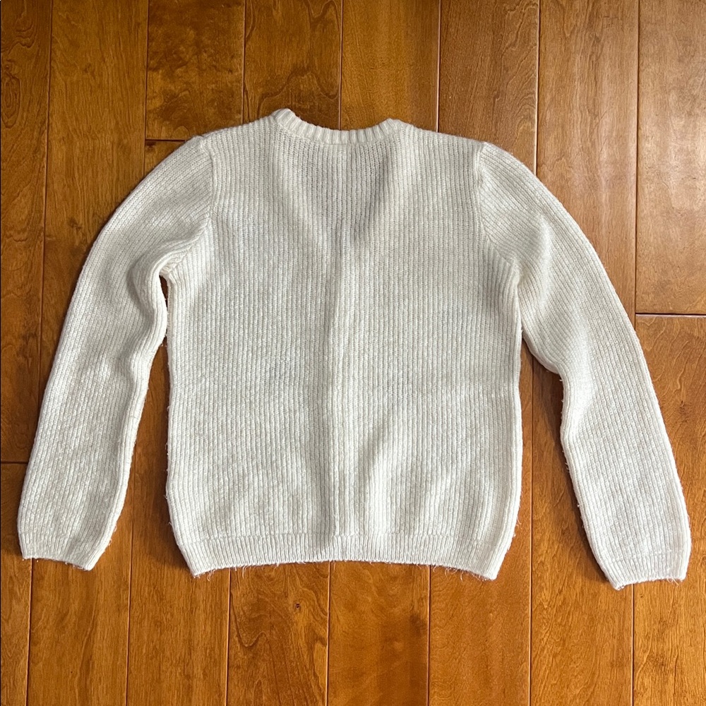 LC Waikiki Kids Floral Embroidered Cream Cardigan Size 10-11 Y Ribbed Design - Picture 8 of 10